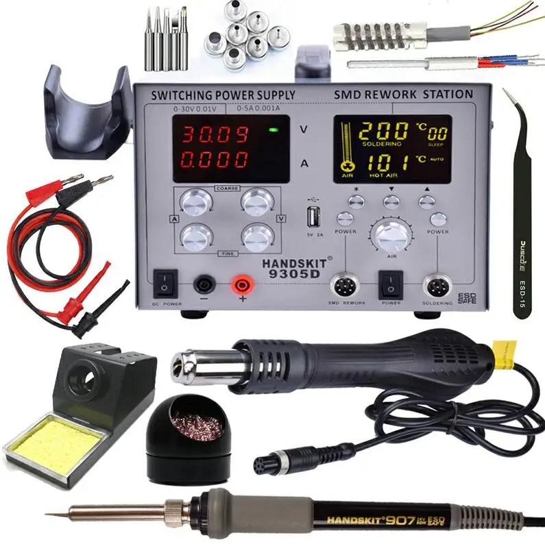 9305D B KIT 720 Вт SMD фена паяльная станция BGA паяльная станция 220 В/110 В паяльник PCB Распайка сварочные инструменты для ремонта - Цвет: 9305D B KIT