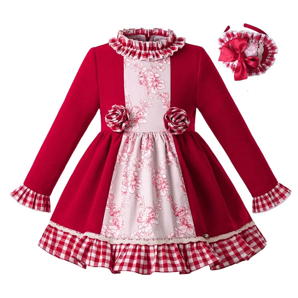 Pettigirl/Новое Осеннее красное платье для маленьких девочек со стереоскопическим
