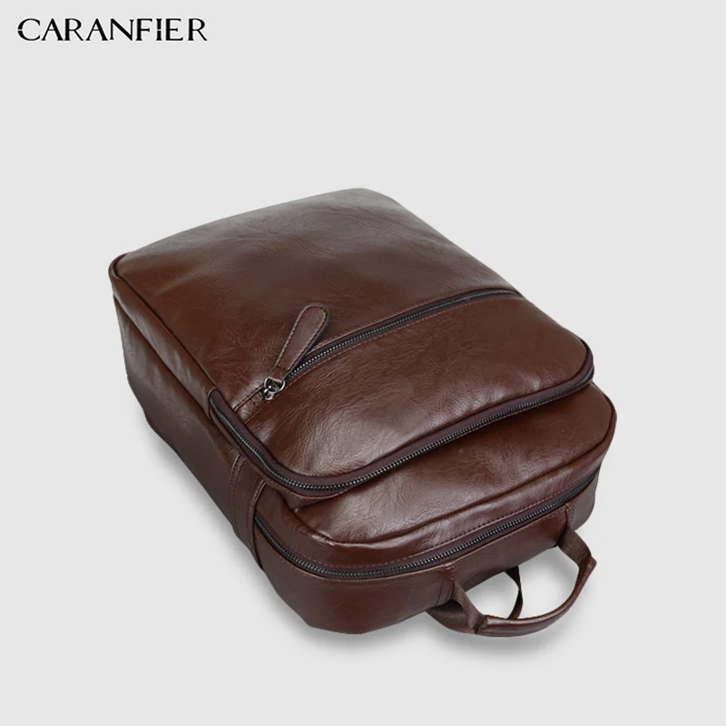 Мужской рюкзак из искусственной кожи CARANFIER высококачественный школьный для книг