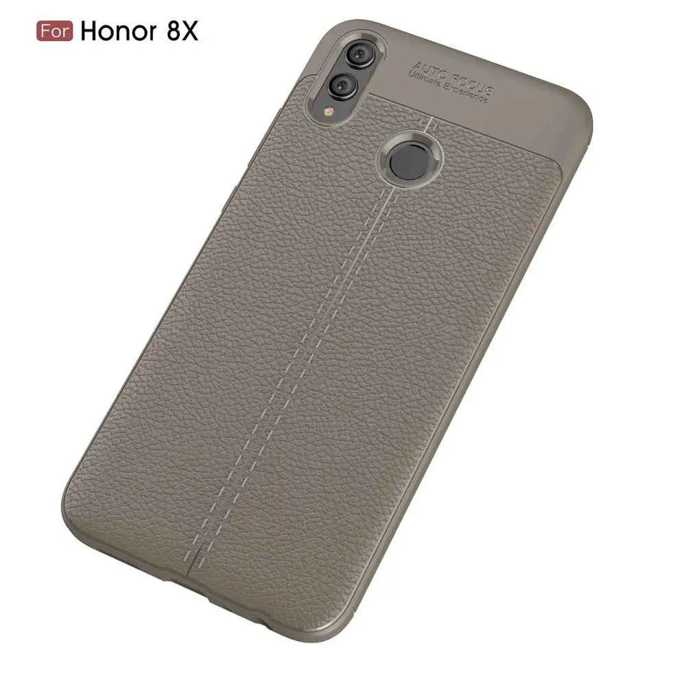 Для Honor 8X8 X Max Чехол кожаный Стильный чехол прочный ТПУ чехол для телефона для huawei Honor 8C 8 C чехол Полная защита бампер оболочка - Цвет: Серый