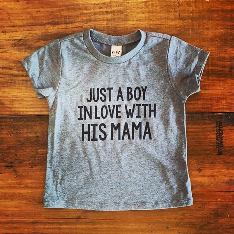 Boy mama Хлопковые топы для маленьких девочек и мальчиков, футболки, серая одежда, летняя детская футболка, футболки с круглым вырезом, одежда для мальчиков - Цвет: Boy mama
