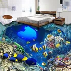Пользовательские 3D Пол фрески обои Подводный мир Рыбы Ванная комната пол Стикеры украшения murale самоклеящиеся виниловые обои