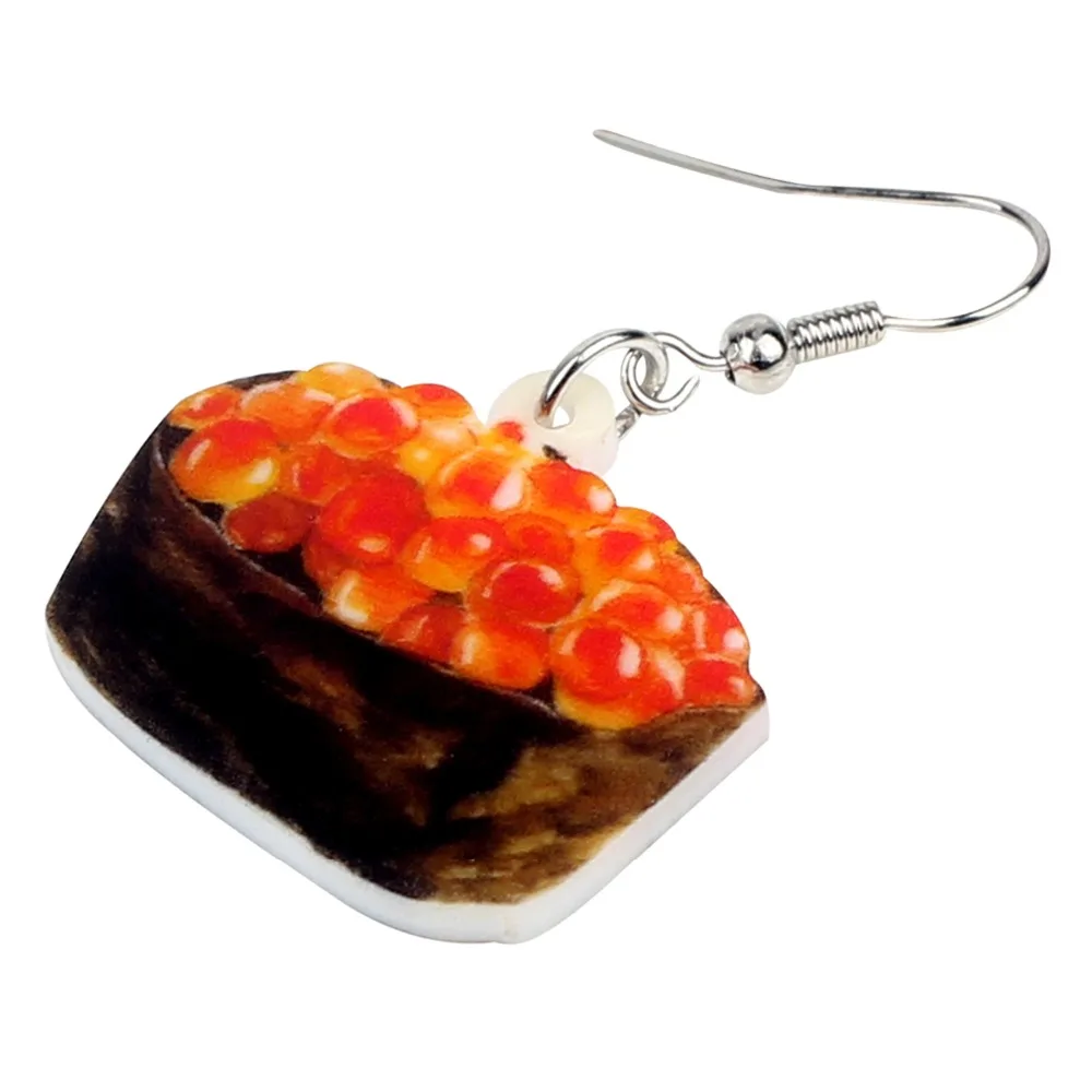 Bonsny акриловые японские Roe суши еда серьги-подвески в форме капли уникальные
