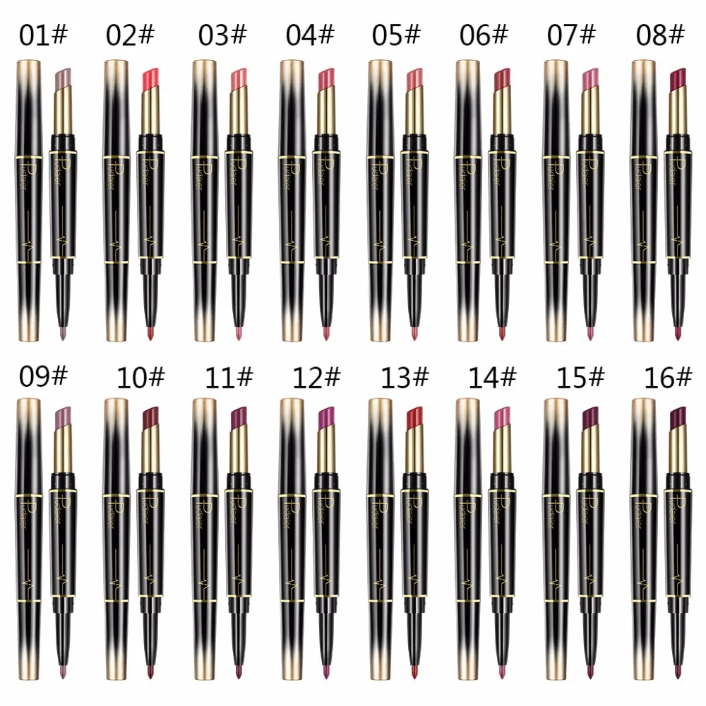 Pudaier Matte Moisturizing Double Heads Lipstick Permanent Waterproof Lip Liner |