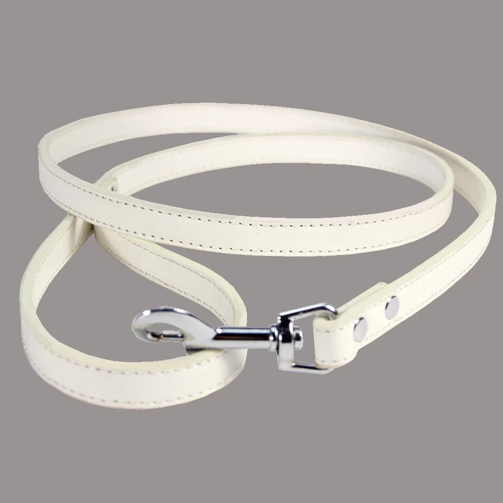 White Поводок хорошего качества для собак S#1,5*120 см M#2,0*120 см Розовый Черный Красный для уличных прогулок мягкий Pu кожаный поводок для собак - Цвет: White