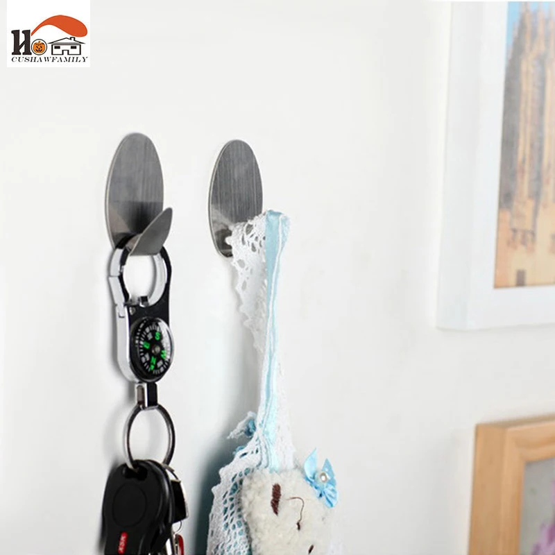 CUSHAWFAMILY 2 шт самоклеющиеся настенные вешалки для ключей из нержавеющей стали