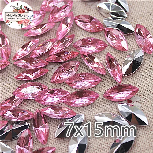 light pink 100pcs 100 шт 7x15 мм прозрачный акриловый из горного хрусталя камень маркиза граненые Стразы Украшения для самодельного изготовления без отверстия - Цвет: light pink 100pcs