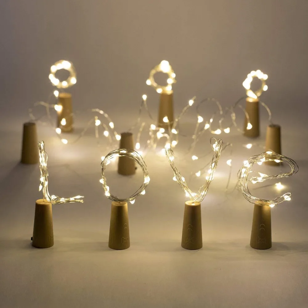 

6.5ft 20 LED Wijnfles Lichten Kurk Batterij Aangedreven Guirlande DIY Kerst String Lights Voor Party Halloween Bruiloft