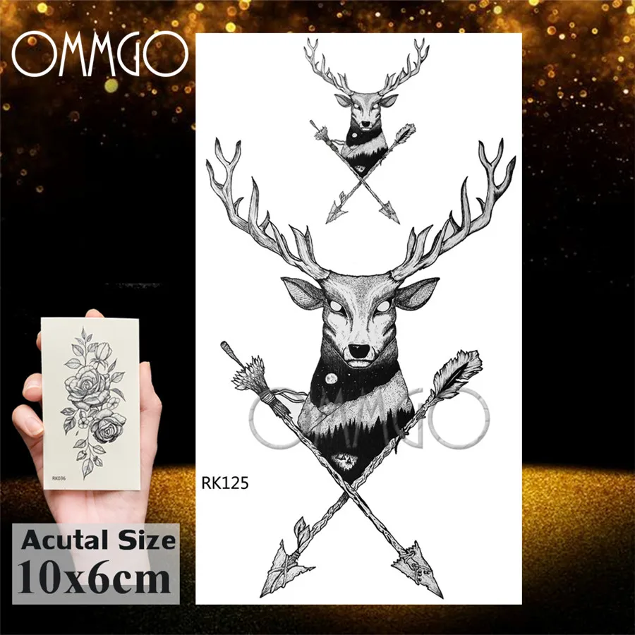 Временные геометрические татуировки OMMGO с лосями и оленями для искусственных ног
