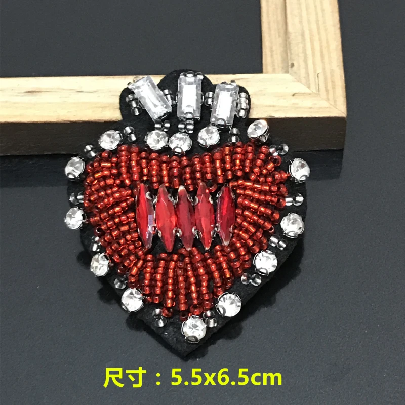 

redheart rhinestone beaded patches embroidered sew on patch applique jacket patches for clothes parches para la ropa