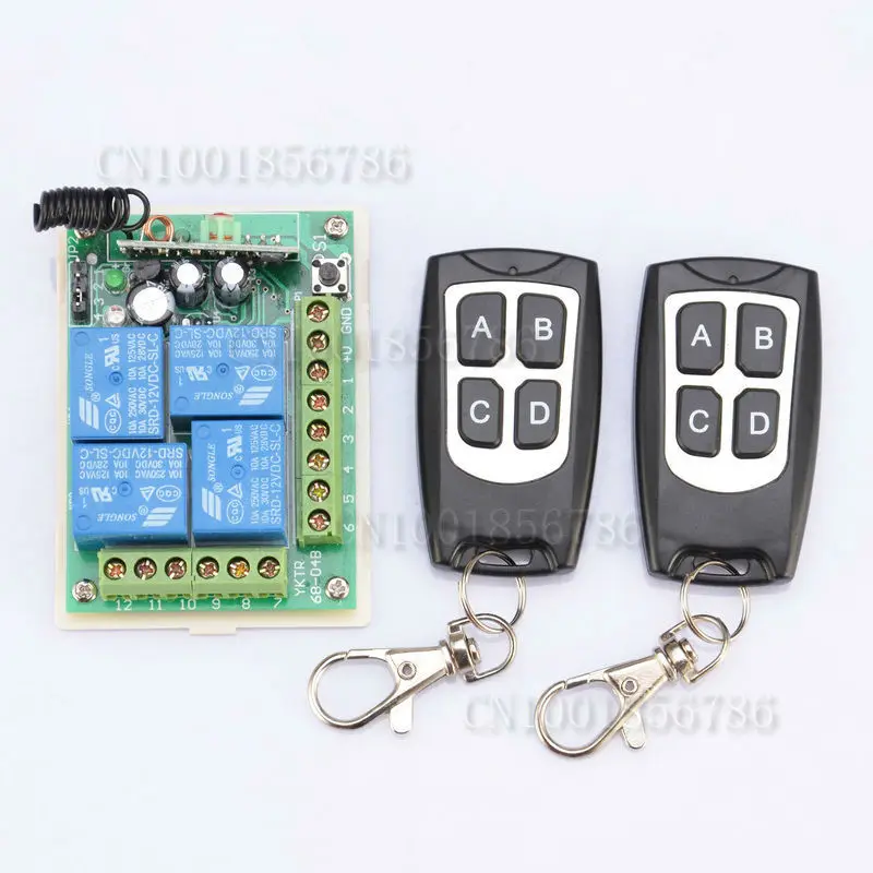 DC 12 V 10A 4CH Беспроводной дистанционного Управление переключатель с 2 шт. 4 кнопками
