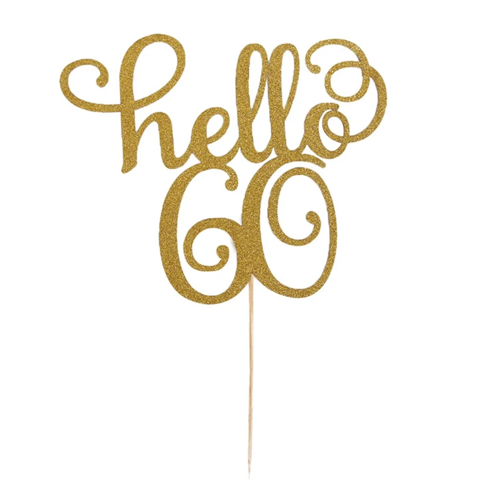 1 шт. с золотым блеском Hello 30/40/50/60th торт топпера для съемки в стиле вечеринки честь