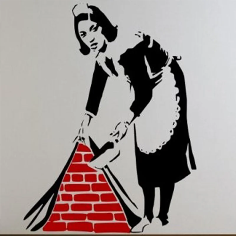 Banksy maid Comic picture настенные Стикеры для дома декоративные виниловые обои adesivo де parede Настенные наклейки домашний декор - Цвет: Facing Left