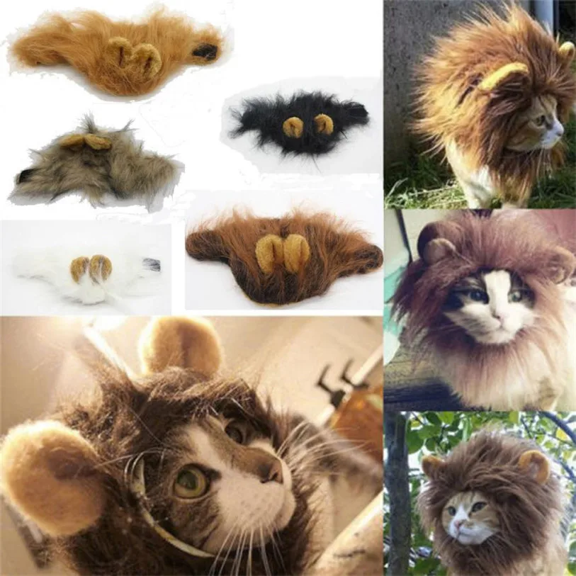 Милый костюм кошки Косплей льва парик шляпа для кошек Хэллоуин Рождество зимняя