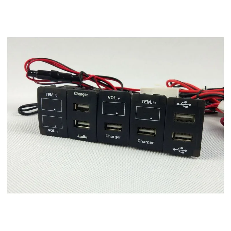 Автомобильное зарядное устройство USB разъем дисплей напряжения температура