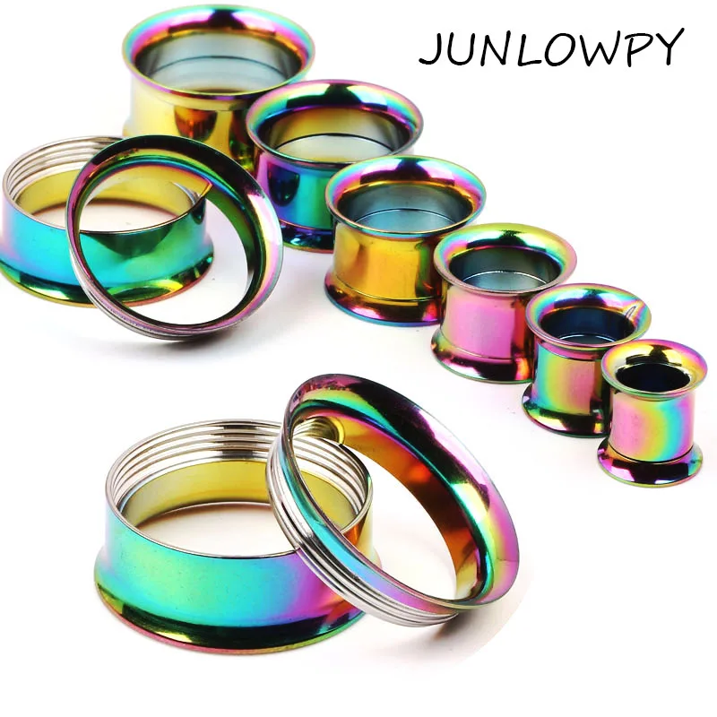 Вилка для пирсинга JUNLOWPY с внутренней резьбой радужная затычка ушей Mix 5 ~ 20 мм 72