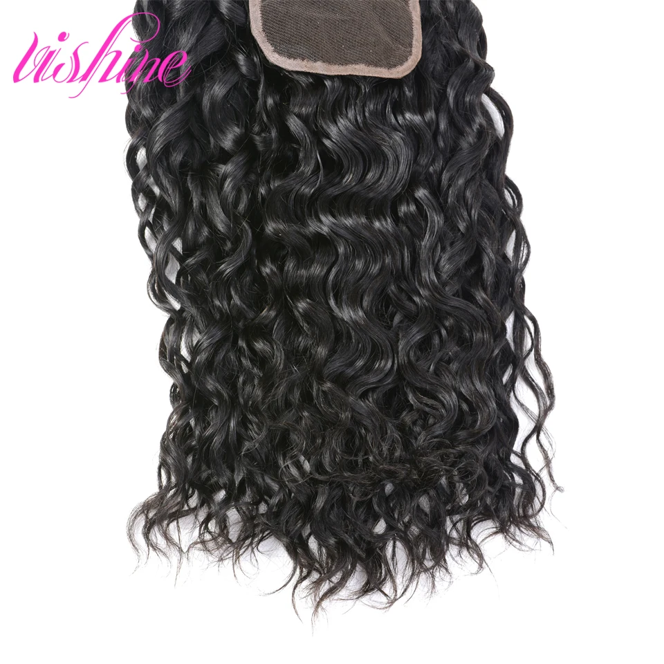 4 Bundles Brazilian Water Wave Virgin Hair With Closure Curly Human Weave |