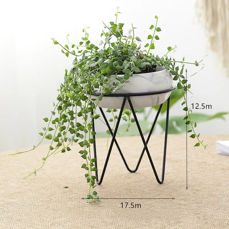 Tripod Black Frame-B Творческих керамический цветочный горшок гидропоники завода Утюг рабочего настенный цветок горшок Scindapsus контейнер садовый декор - Цвет: Tripod Black Frame-B