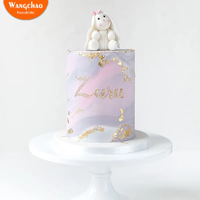 Cute Polymer Clay Dolls Cake Topper Kids Boy Girl Cartoon Oh Baby Happy Birthday Cake Topper Baby Shower Rabbit Party Supplies