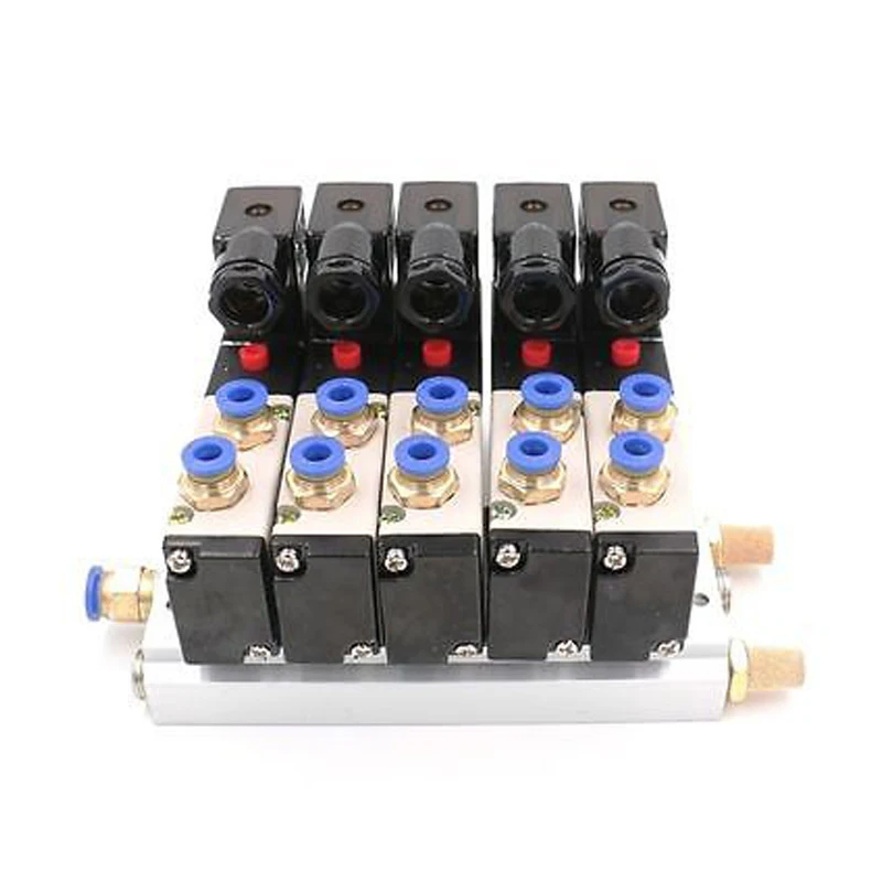 DC 12V 24V 5 пневматический Соленоидный клапан 4V210-08 глушитель 4 мм 6 8 10 12 Быстрый
