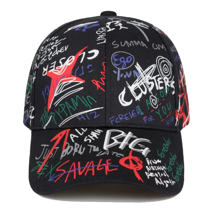 

2019 new letter graffiti printing baseball cap men and women cotton casual sun hat hip hop fashion outdoor sun caps dad hats