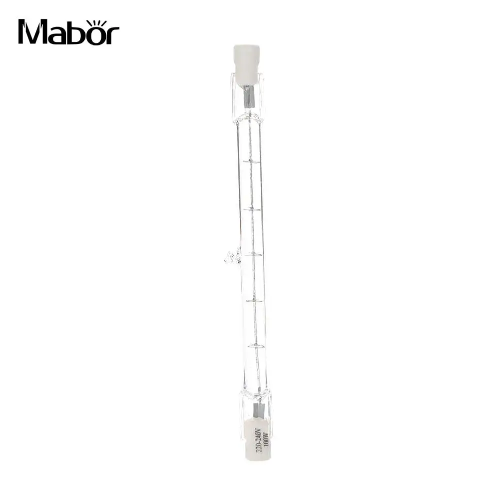 Галогенная лампа прозрачное стекло 118 мм двухсторонняя линейная R7S 100 Вт бытовое