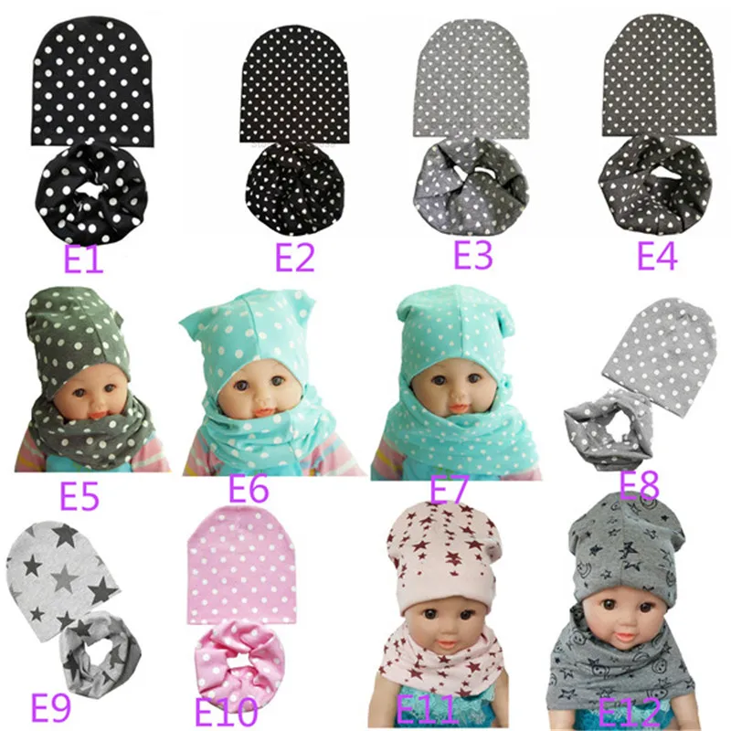 Хлопковый Детский комплект из двух предметов: шапка с принтом в виде сердечек +