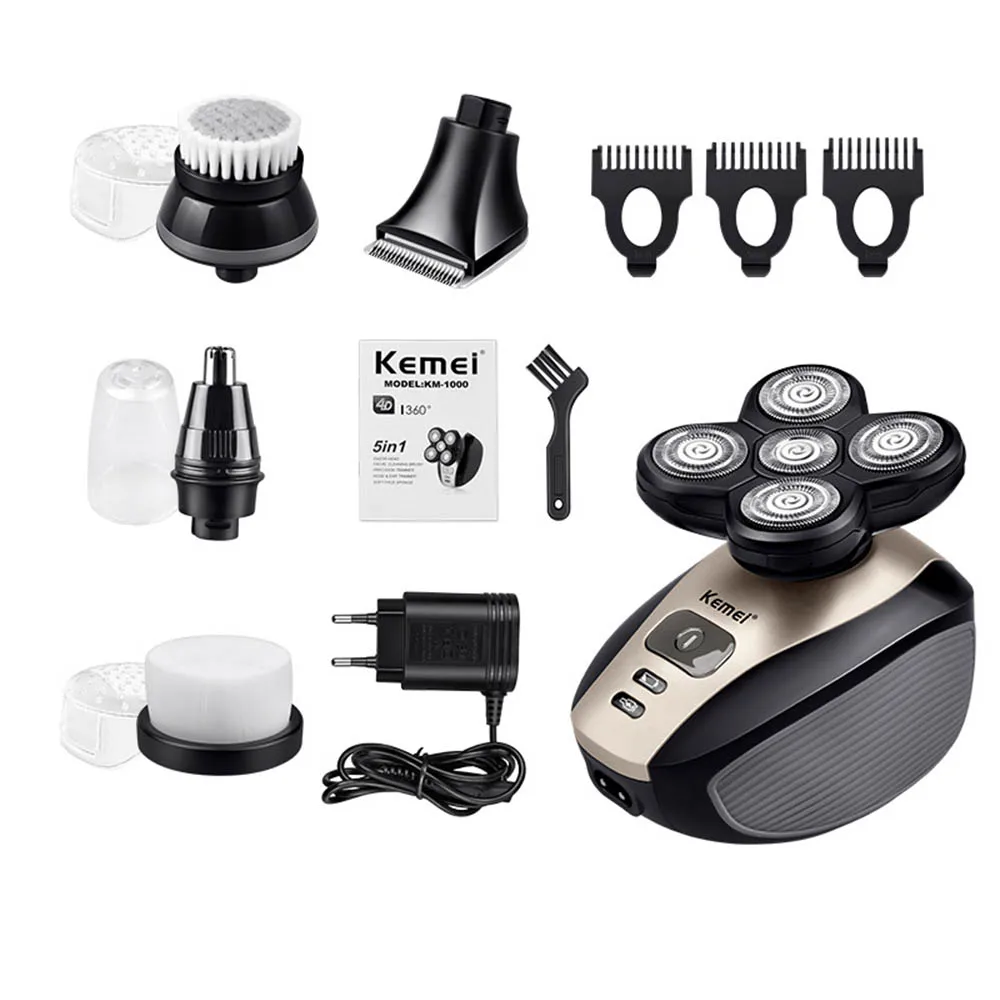 

Kemei 5 in 1 Electric Shaver Men Nose Hair Trimmer Washable 4D Floating Blade Head Shaving Beard Trimmer Razor Hair Cutter