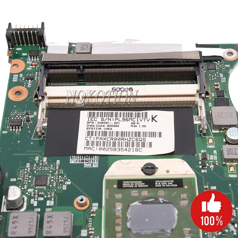 NOKOTION SPS 538391-001 для hp Compaq 515 615 CQ515 CQ615 материнская плата для ноутбука разъем S1 DDR2 бесплатный процессор
