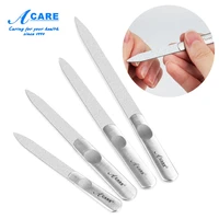 acare 3pcs stainless steel nail file buffer professional pc set double sided nail file set scrub metal nail arts tools woman