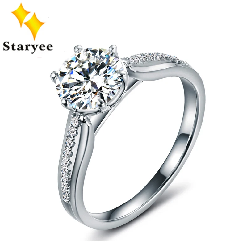

Moissanite Engagement Ring Women Certified 1.0 CT Forever One Pure 18K White Gold Anniversary Band Natural Diamonds Accent Gift
