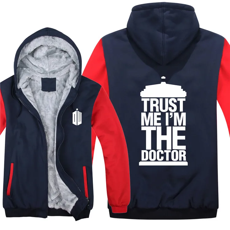 Теплые зимние толстовки с капюшоном «Доктор Кто» из толстого флиса Trust Me I am the Doctor, толстовка, пальто с теплой подкладкой, Мужская толстовка, куртка - Цвет: As picture