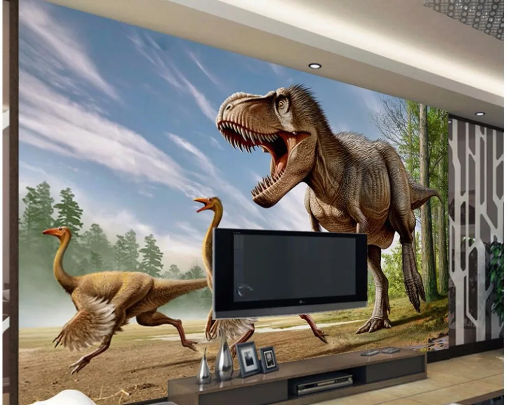 Заказ росписи 3d фото обои динозавр пробег хищников фон Настенная картина
