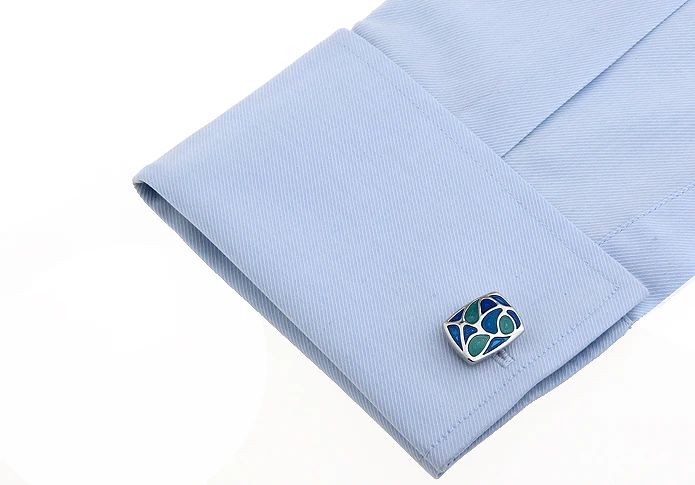 iGame Factory Price Retail Men's Cufflinks Green Color Brass Material Enamel Design Cuff Links |