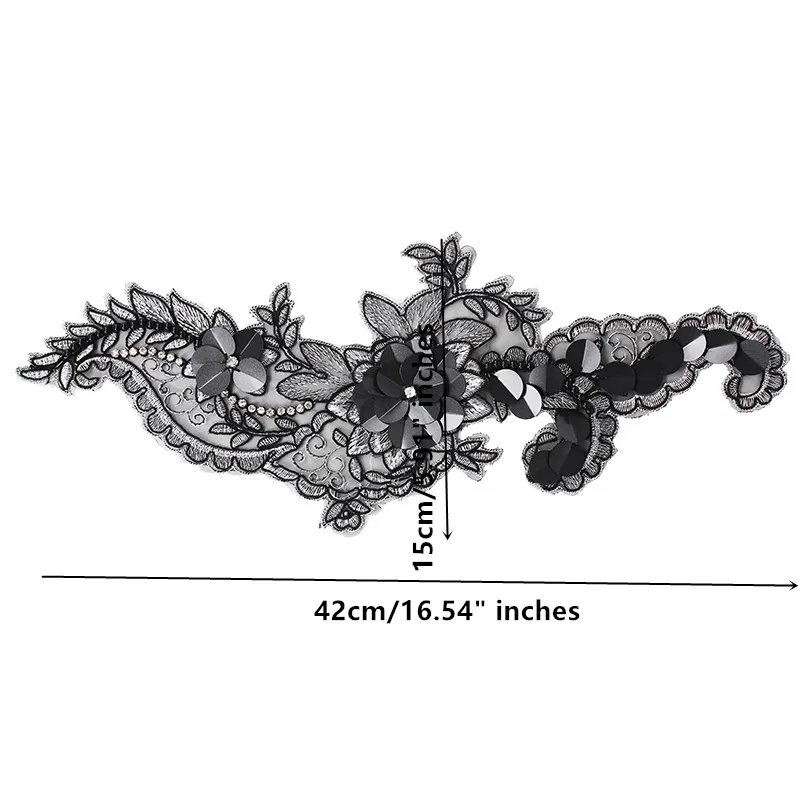 5 пар зеркальных расшитых бисером кристаллов черного и серебряного цвета с