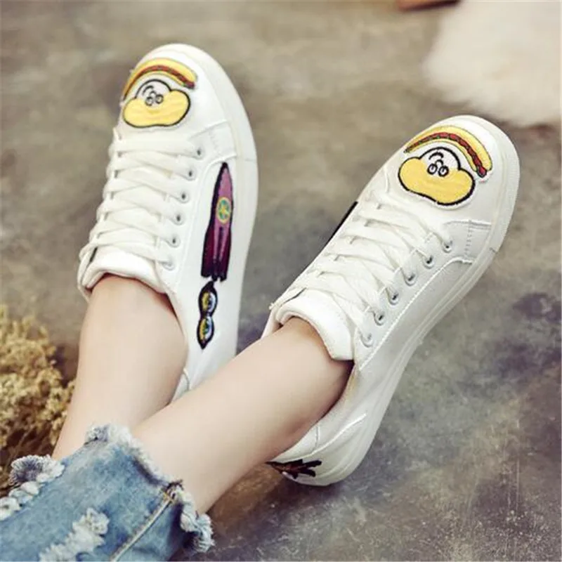 2017 Новых Осенью Корейский Стиль Женская Дамы Моды Случайные Шнуровкой Кроссовки