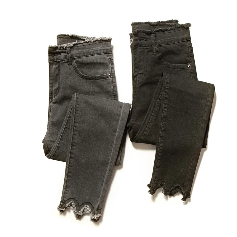 Серые черные джинсы для женщин Узкие повседневные женские джинсовые брюки 2019 с