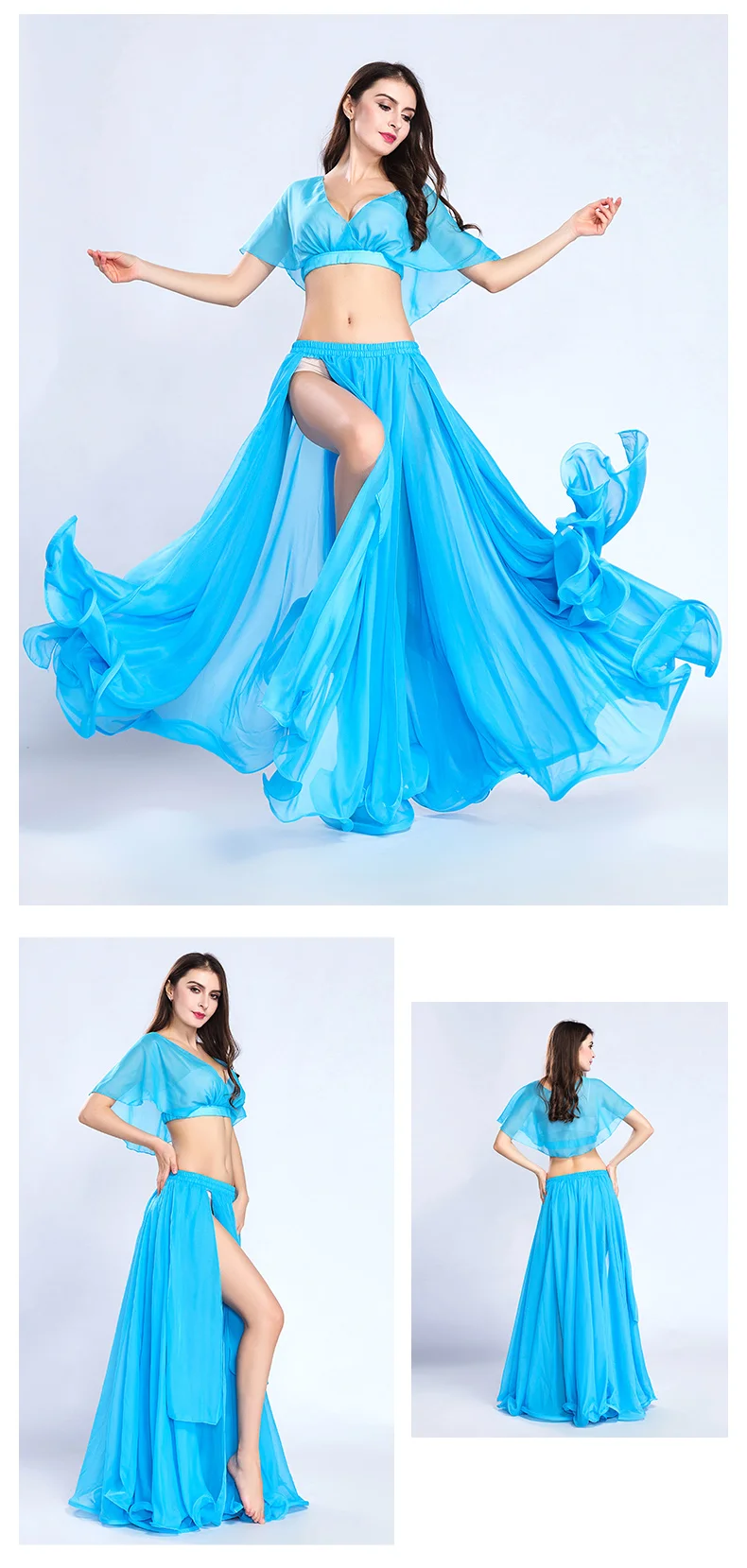 Hot Sale Free Shipping New Women's belly dance set costume belly dancing clothes sexy fashion girl bellydance Chiffon Top skirts