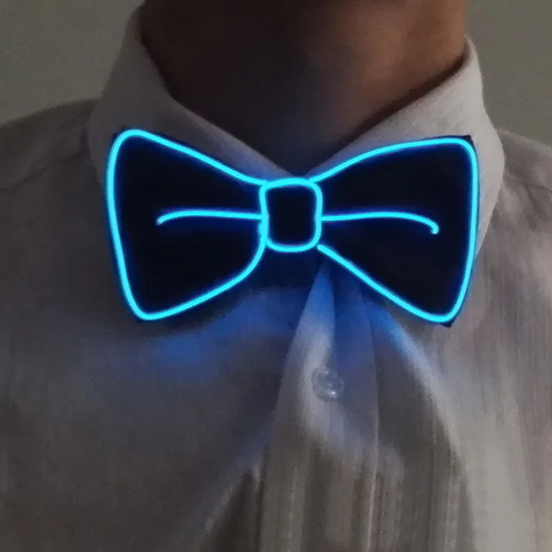 Модные мужские LED EL Wire галстук светящийся Неоновый мигающий свет бабочка для