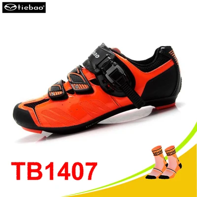 1407 O with socks Tiebao/Обувь для велоспорта; Мужская обувь для шоссейного велосипеда; sapatilha ciclismo; спортивная обувь для шоссейного велосипеда; bicicleta sapato ciclismo; кроссовки - Цвет: 1407 O with socks