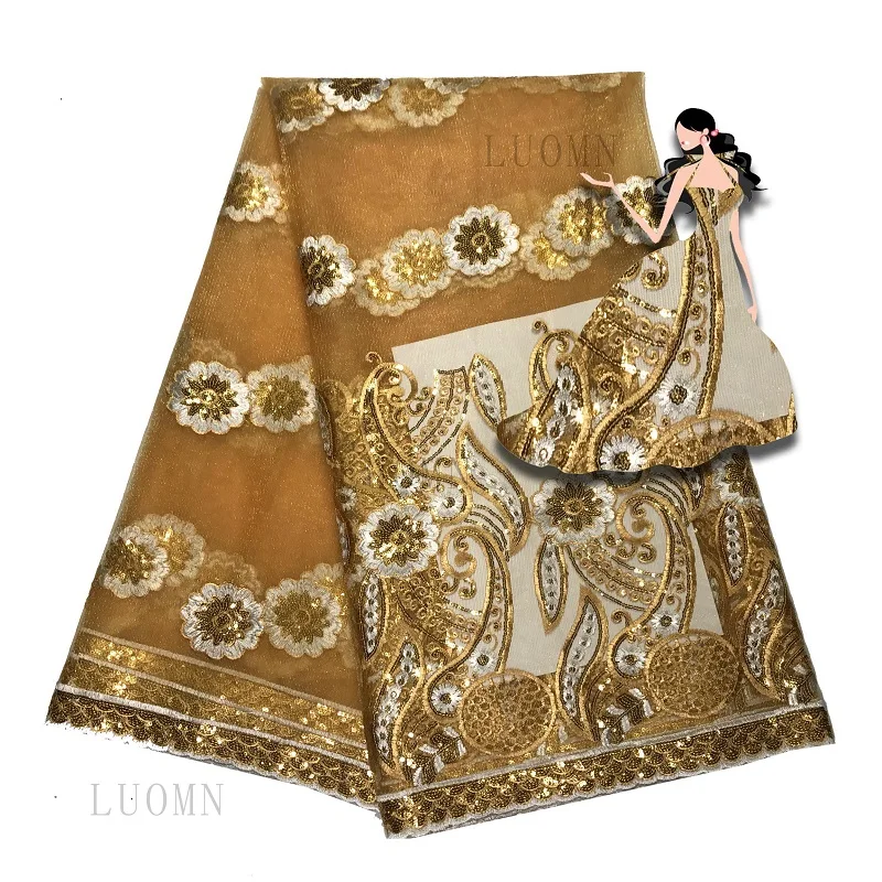 Высококачественная африканская кружевная ткань с синими блестками индийская