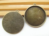 10pcs antique silver toneantique bronze base setting bezel tray bezel pendant charmfindingfit 30mm round cabochoncameo