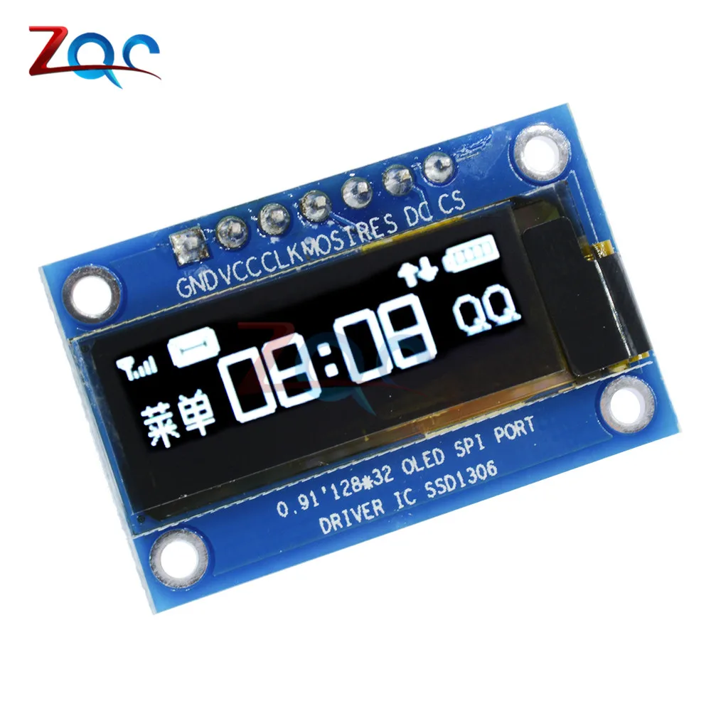 0 91 дюймовый SPI 128x32 белый/синий OLED ЖК дисплей DIY модуль SSD1306 Драйвер IC DC 3 5 в для Arduino