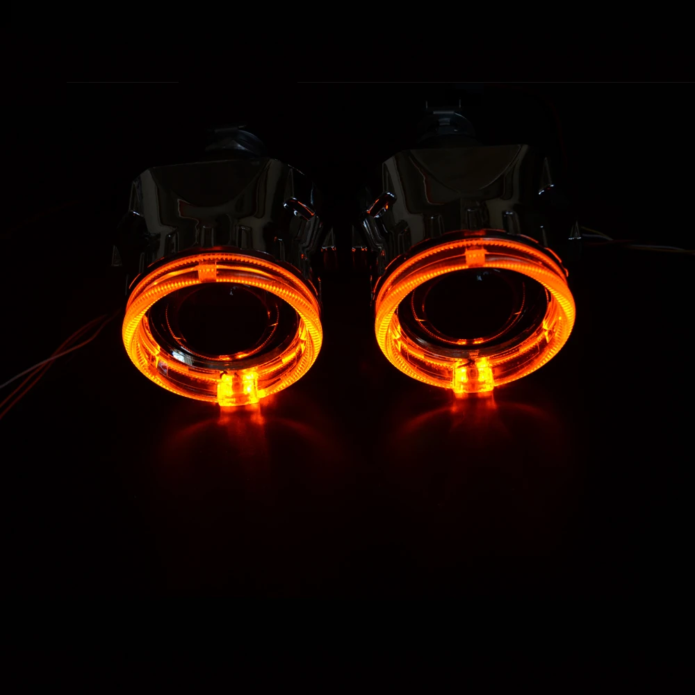 2 шт. h1 Биксенон объектив проектора Белый DRL с желтым поворотным сигналом Функция led день бег ангельские глазки фары автомобиля изменить