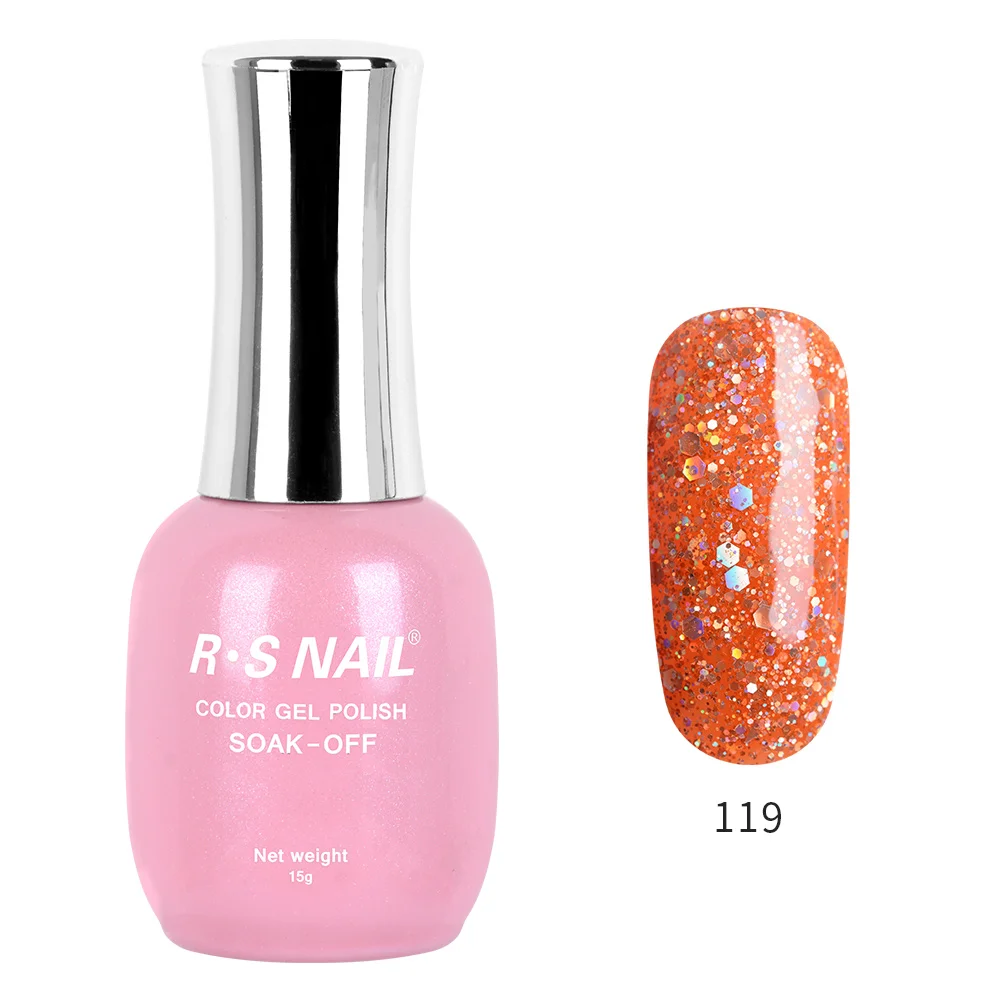 RS NAIL Новая серия Гель-лак для ногтей УФ светодиодный Гель-лак 120 цветов Гель-лак профессиональный маникюрный набор гель-лаков 15 мл - Цвет: 119