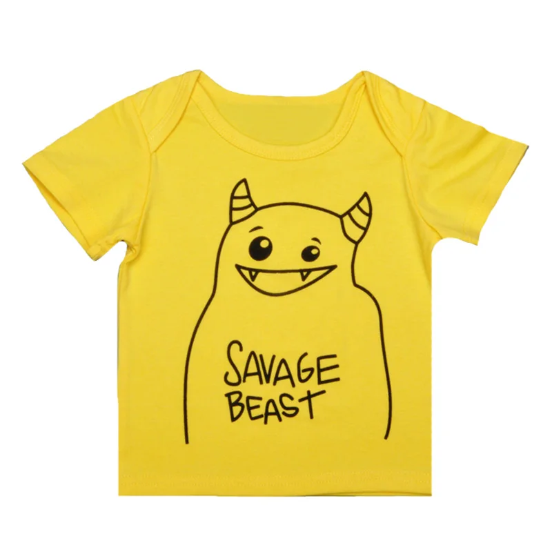 Летний костюм для мальчиков и девочек футболка с надписью SAVAGE BEAST детская одежда