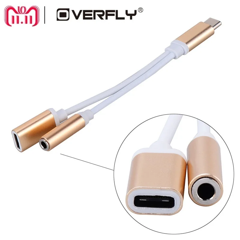 Overfly type-C аудио кабель 2 в 1 USB C 3 5 мм разъем для наушников адаптер samsung Xiaomi сплиттер