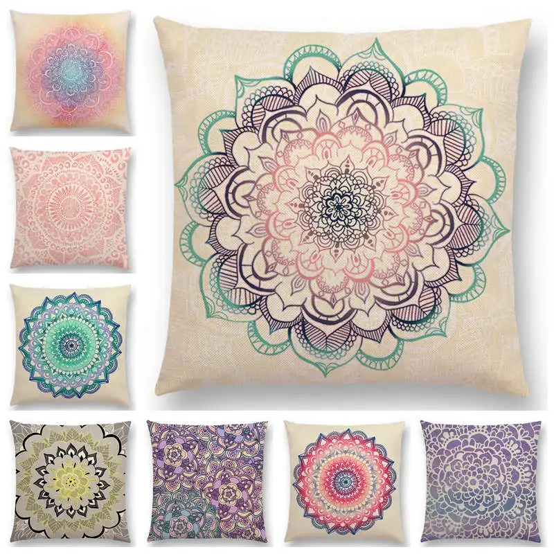 Новые Красочные Мандала Цветочная подушка крышка излучают медальон из розового