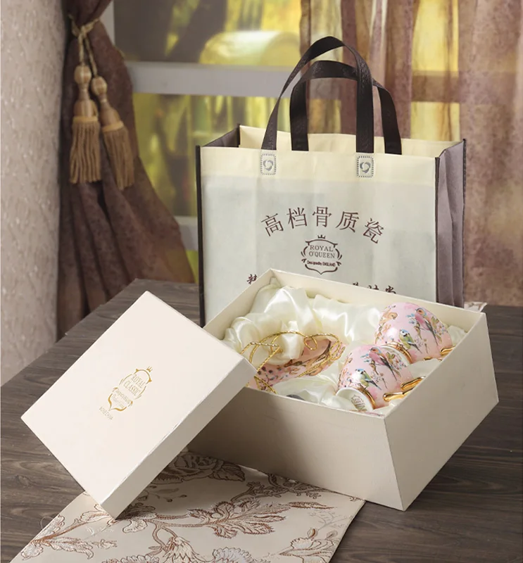 2cups Gift box Юбка-Одуванчик наивысшего качества, костяной фарфор кофейная чашка набор керамика Чай горшок блюдце из Китая в британском стиле фарфоровая Чай чашки набор Чай время днем Чай Вечерние - Цвет: 2cups Gift box