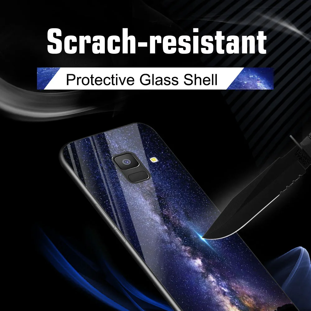 Soaptree чехол из закаленного стекла для samsung Galaxy A8 A6 Plus чехол s Star Space мультфильм для samsung A8 A730F A530F чехол бампер
